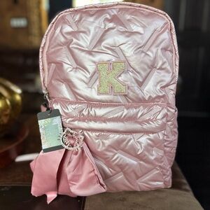 Hello Kitty Pink Quilted Backpack with Gold Initial